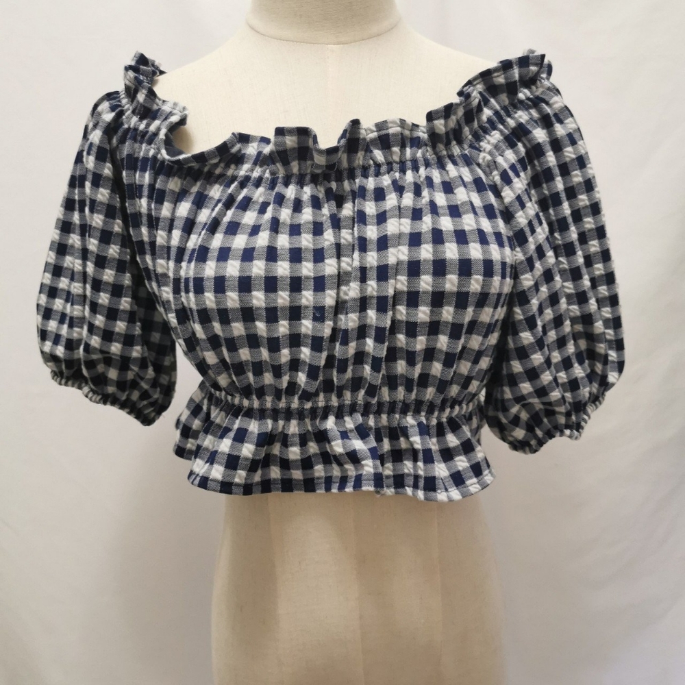 Super cute Mango casual blue top.